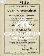 Load image into Gallery viewer, 1930 All-Ireland Football Final Match Programme Cover.