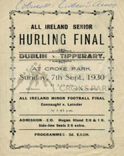Load image into Gallery viewer, 1930 All-Ireland Hurling Final Match Programme Cover