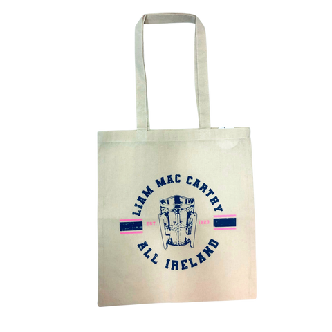 Liam MacCarthy Tote Bag with navy and pink details