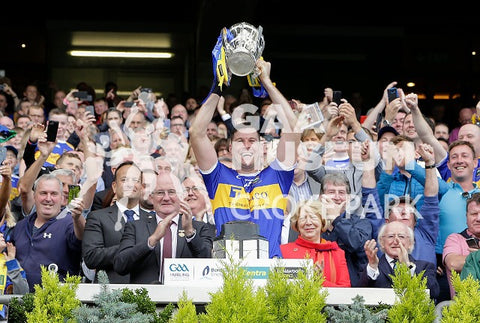 Séamus Callanan lifts the Liam MacCarthy Cup, after Tipperary defeated Kilkenny in the 2019 All-Ireland Senior Hurling Final. 