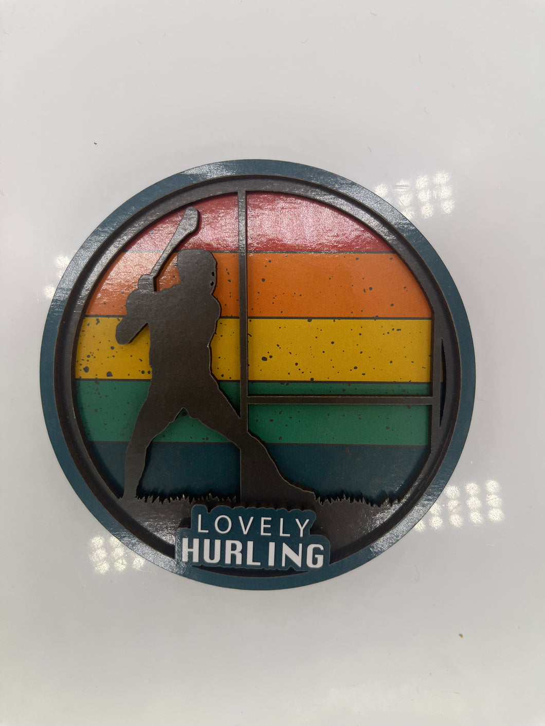 Lovely Hurling Wooden Magnet