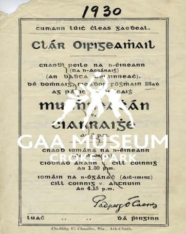 1930 All-Ireland Football Final Match Programme Cover.