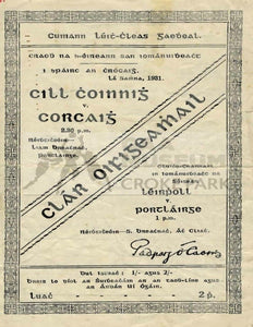 1931 All-Ireland Hurling Final Replay Programme Cover 