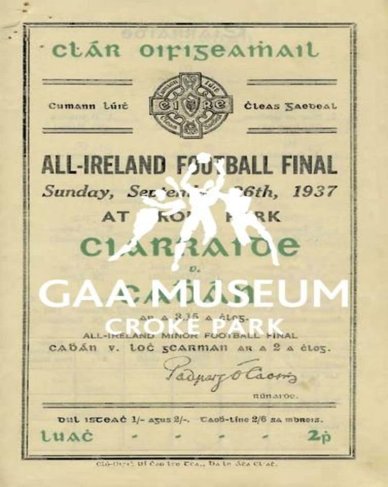 1937 All-Ireland Football Final Match Progamme Cover
