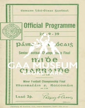 Load image into Gallery viewer, 1939 All-Ireland Football Final Match Programme Cover
