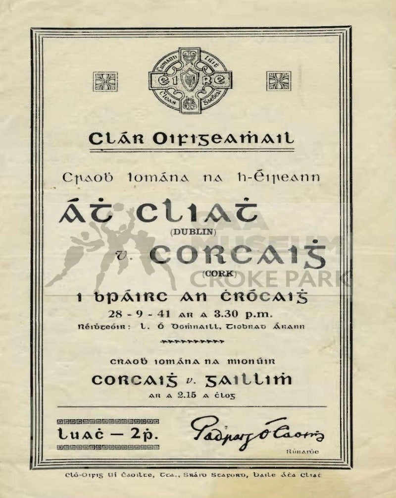 1941 All-Ireland Hurling Final Match Programme Cover