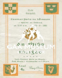 1951 All-Ireland Football Final Match Programme Cover