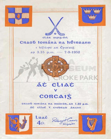 1952 All-Ireland Hurling Final Match Programme Cover