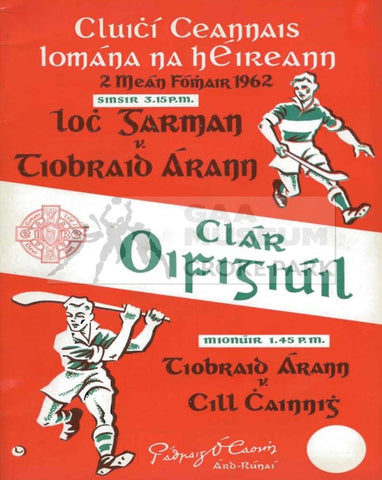 1962 All-Ireland Hurling Final Match Programme Cover. 