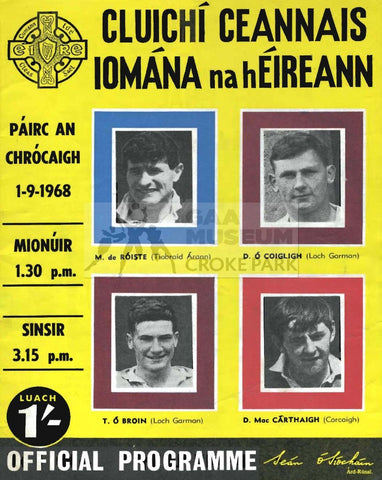 1968 All-Ireland Hurling Final Match Programme Cover