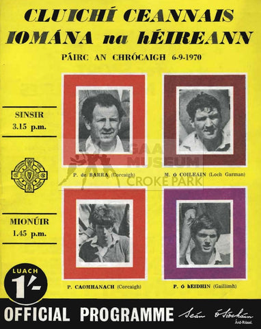 1970 All-Ireland Hurling Final Match Programme Cover 