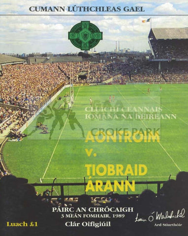 1989 All-Ireland Hurling Final Match Programme Cover. 
