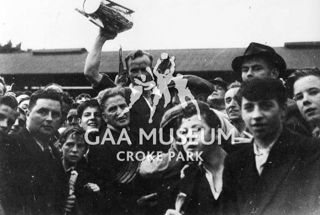 Cork's Christy Ring holding aloft the Liam MacCarthy Cup in 1946