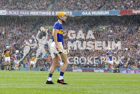 A break from play but not from the rain during the 2019 All-Ireland Senior Hurling Final