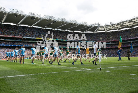Dublin and Kerry senior footballers pictured during the pre match parade before the 2019 All-Ireland Senior Football Final