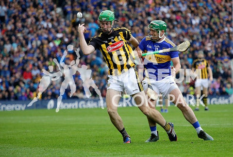 Joey Holden and John O'Dwyer in action during the 2019 All-Ireland Senior Hurling Final between Kilkenny and Tipperary. 