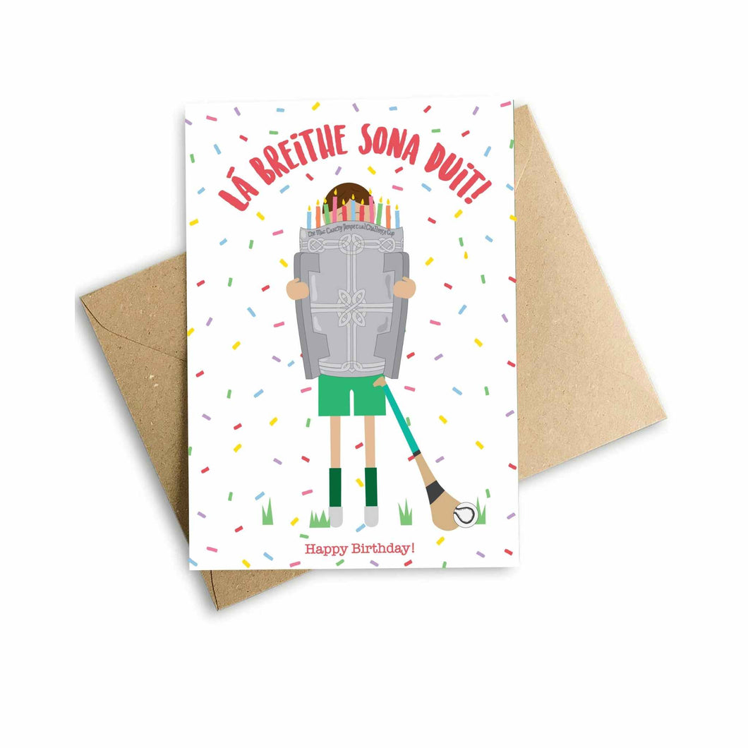 Child holding Liam MacCarthy Birthday Card